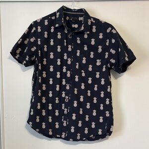 Men's Navy Pineapple Print Casual Shirt